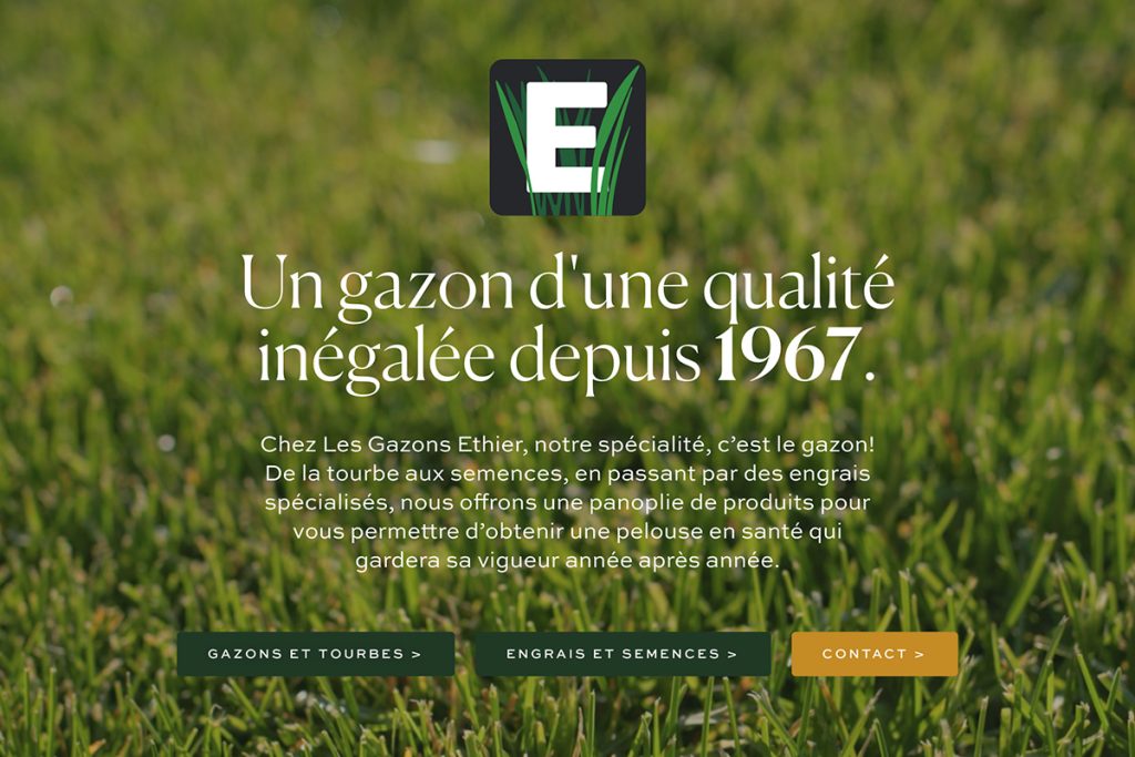 Site web des Gazons Ethier, entreprise de Mirabel, conçu par Effet Cumulatif
